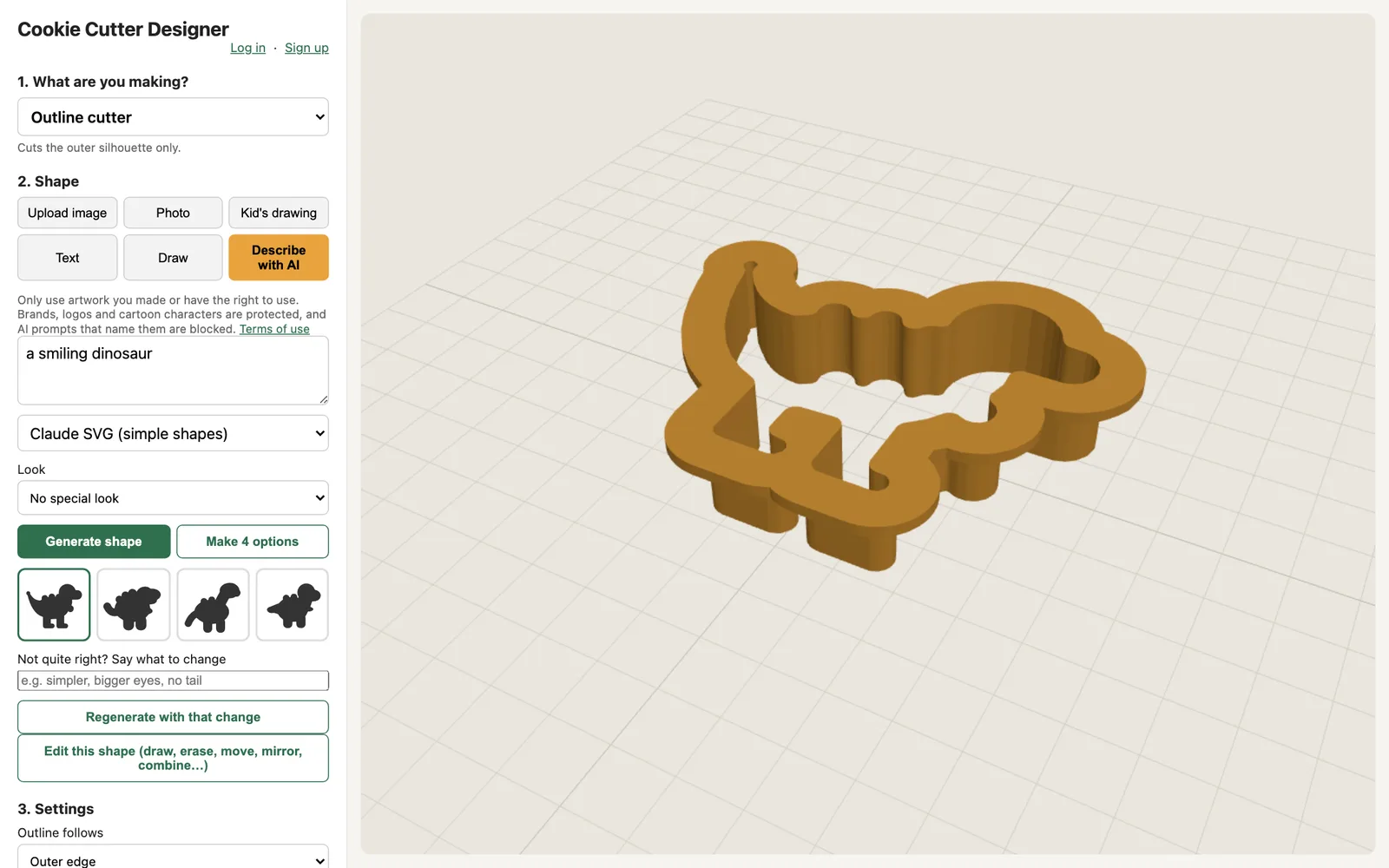 Four AI shapes to choose from