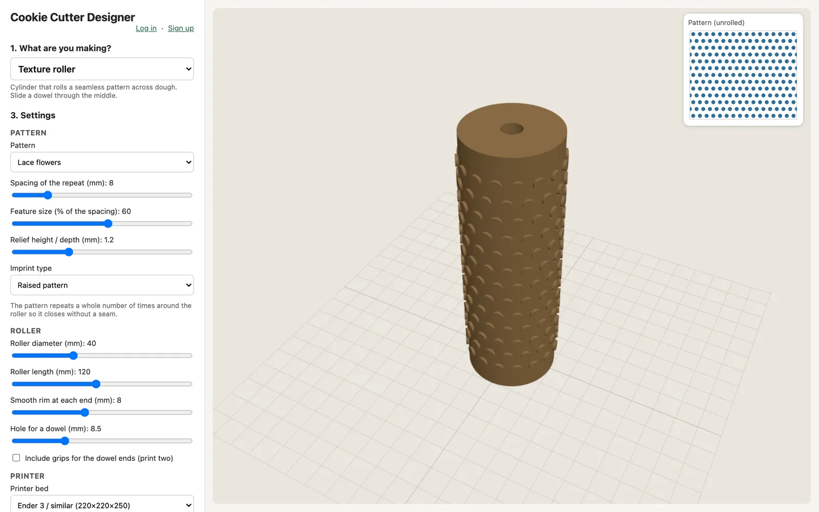 A printable texture roller